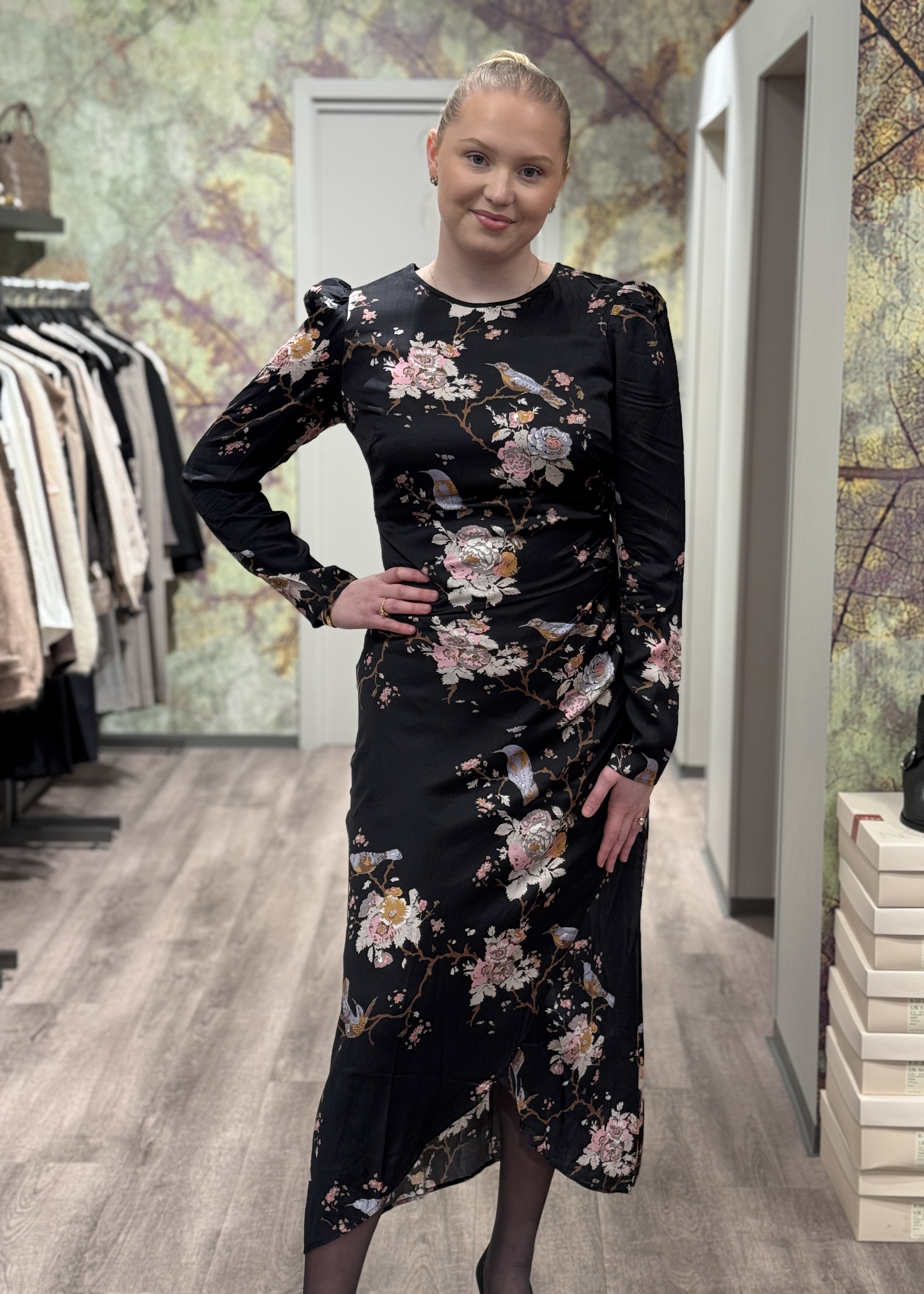 bytimo satin midi dress Satin Midi Dress Midnight Blossom